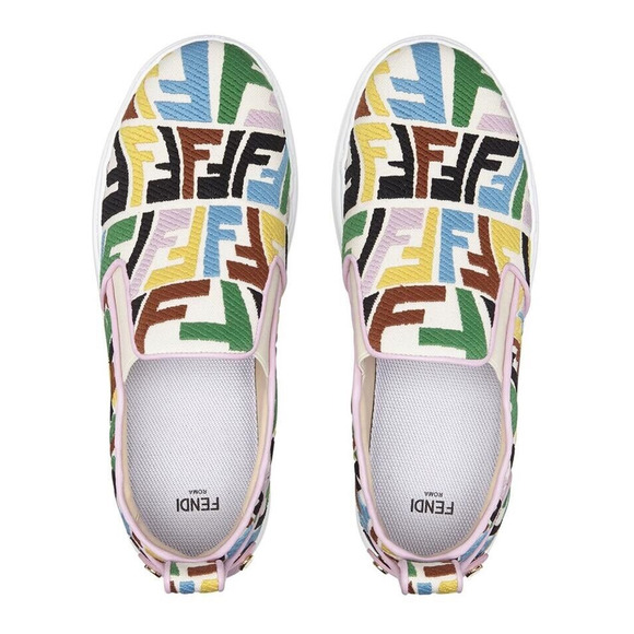 Fendi Vertigo Multicolor FF Logo Platform Low Top Trainer Slip On Sneaker 36 - Picture 6 of 12
